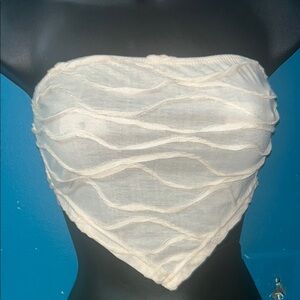 5 for $20 tops sale✨ SHEIN Cream Textured Strapless Handkerchief Crop Top (XS) ✨